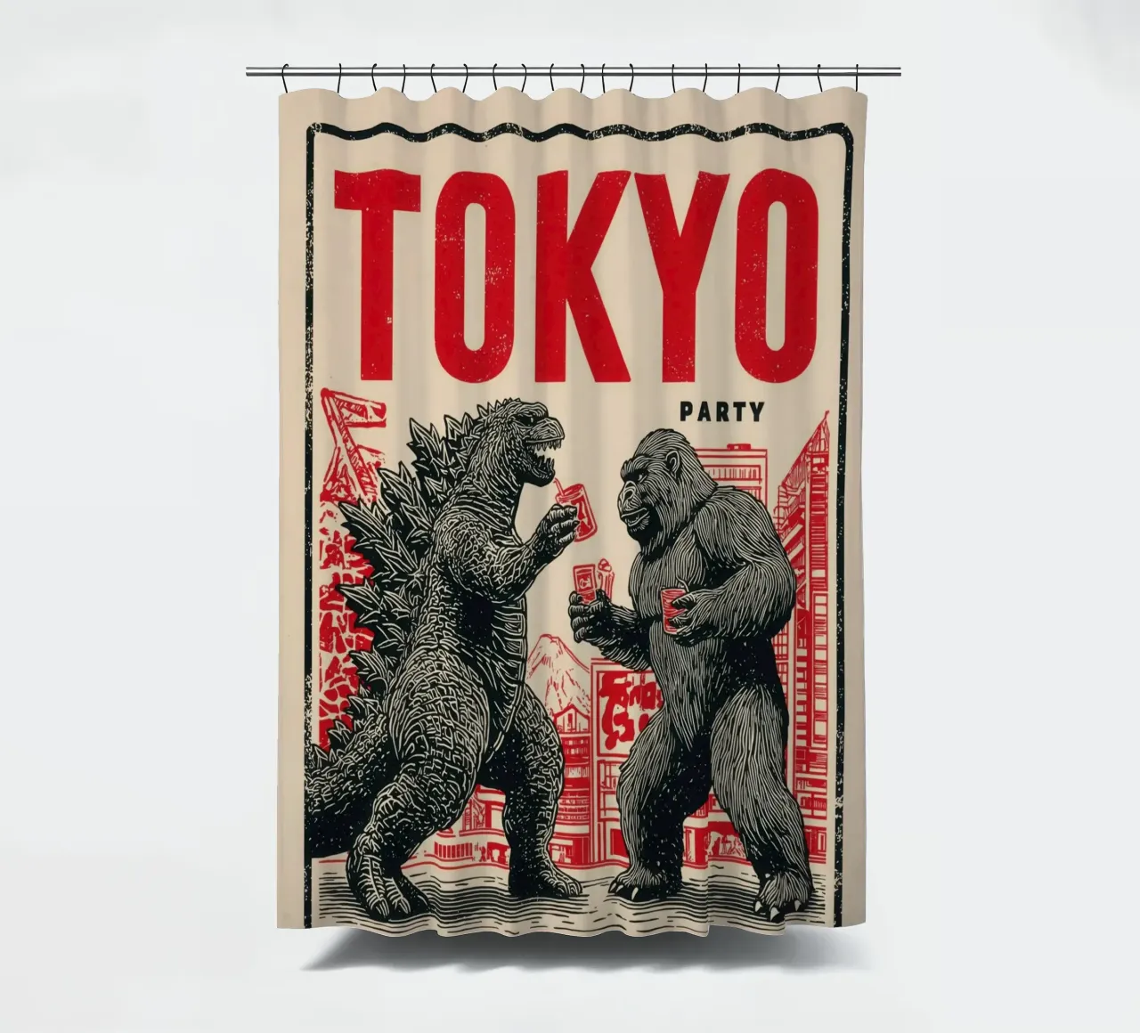 Tokyo Party | Godzilla e King Kong After-Hour tenda da doccia da Autofocus