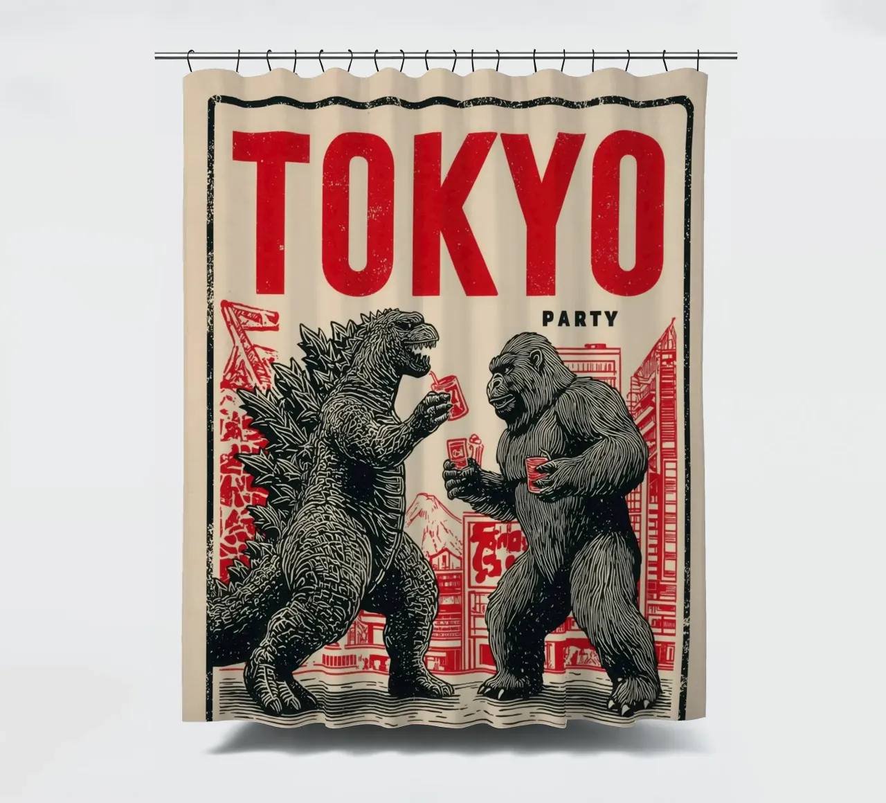 Tokyo Party | Godzilla e King Kong After-Hour tenda da doccia da Autofocus