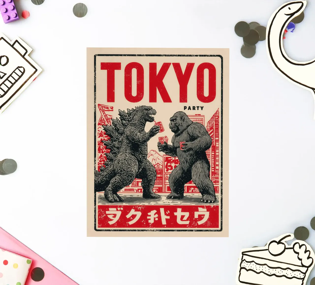 Tokyo Party | Godzilla e King Kong After-Hour adesivo da Autofocus