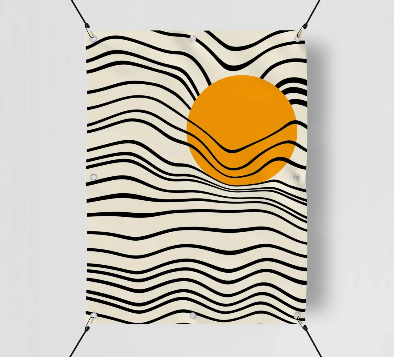 Bauhaus Wavy Lines and Sun telo in pvc da TijanaArtStudio88