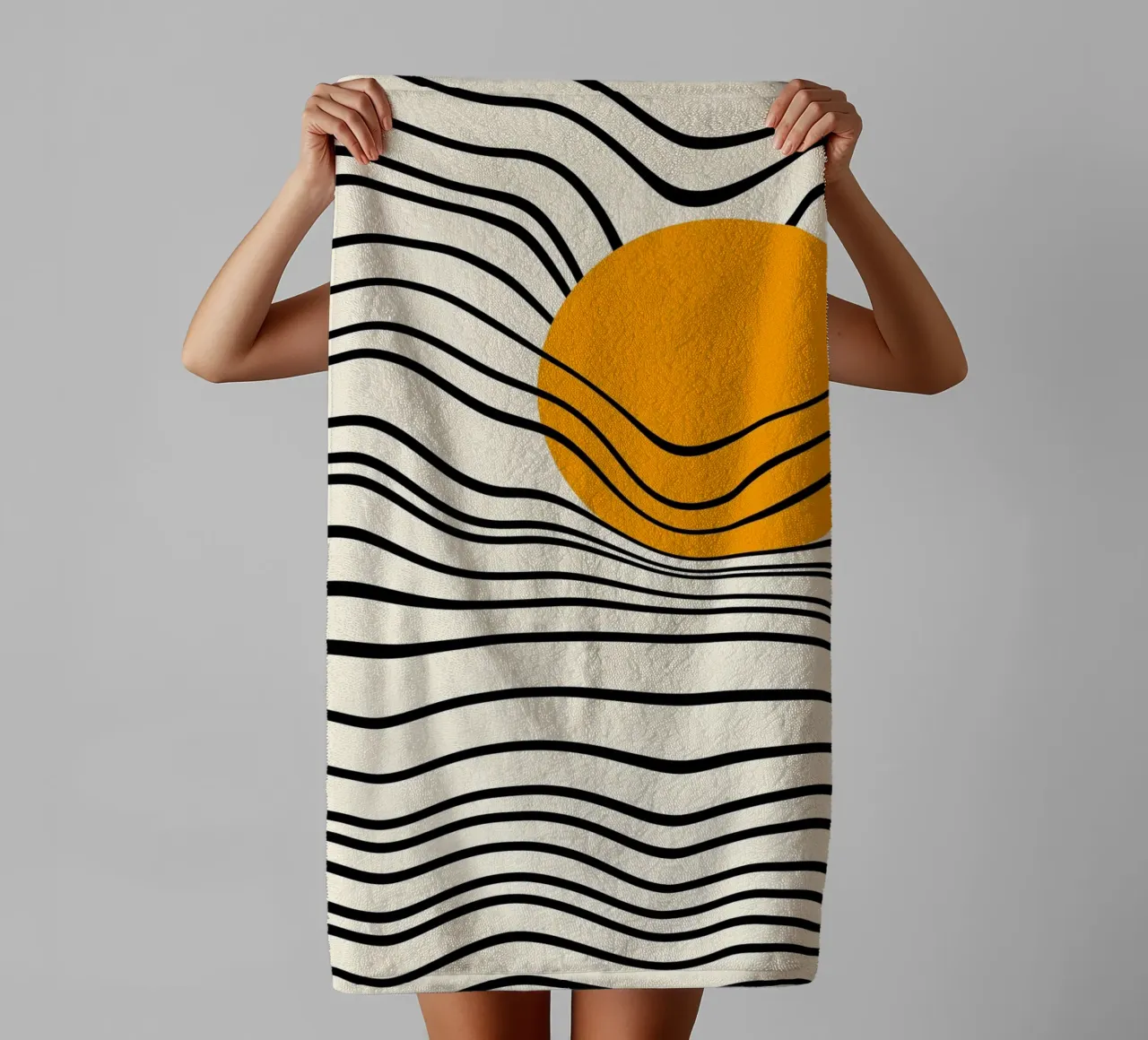 Bauhaus Wavy Lines and Sun asciugamano da bagno da TijanaArtStudio88