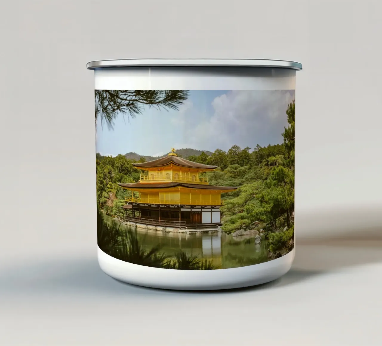 Padiglione d'oro del Tempio Kinkaku-ji a Kyoto, Giappone tazza in smalto da mbgraphx2