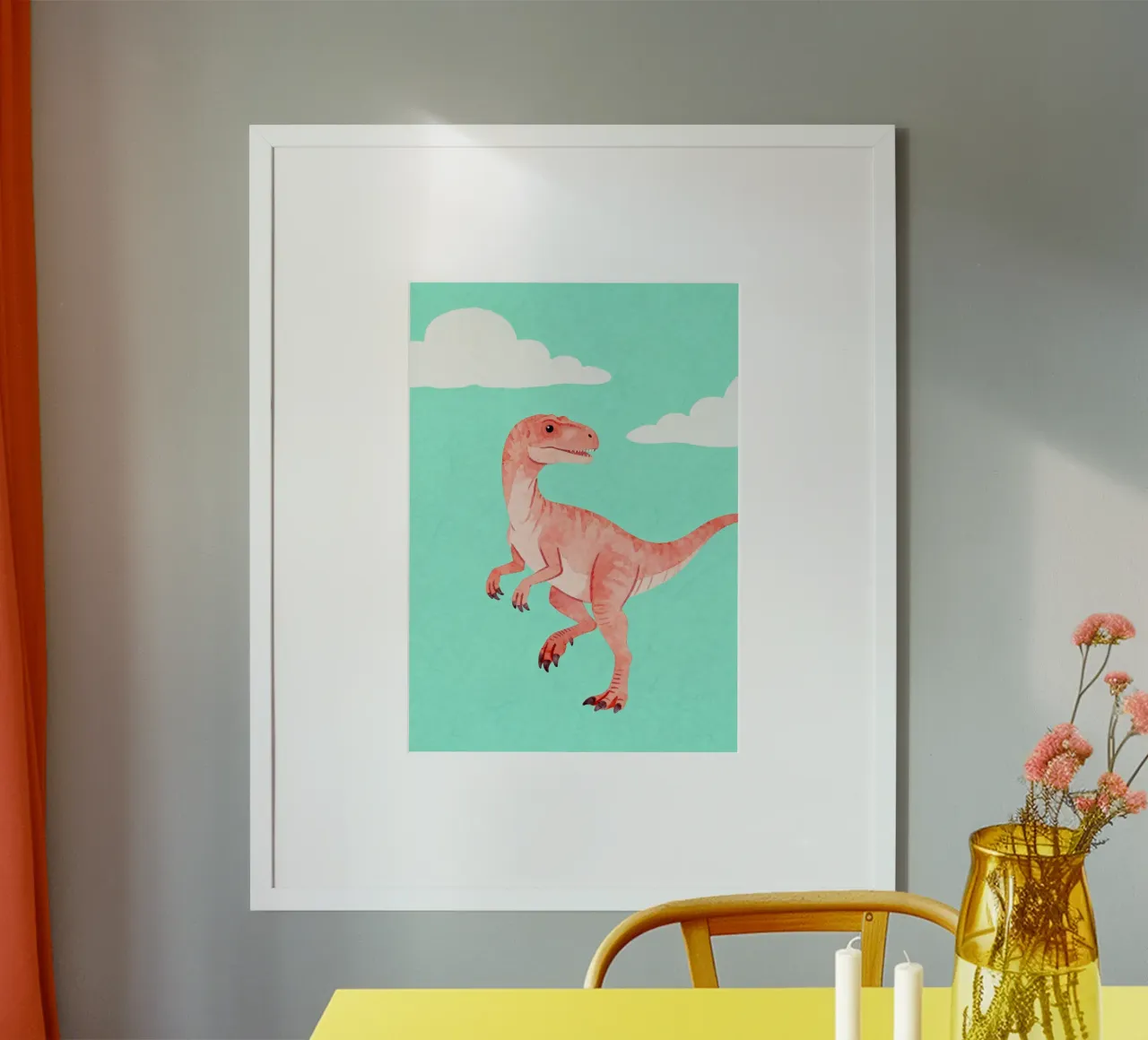 Velociraptor Fun carta hahnemühle da EverLuvv Studio