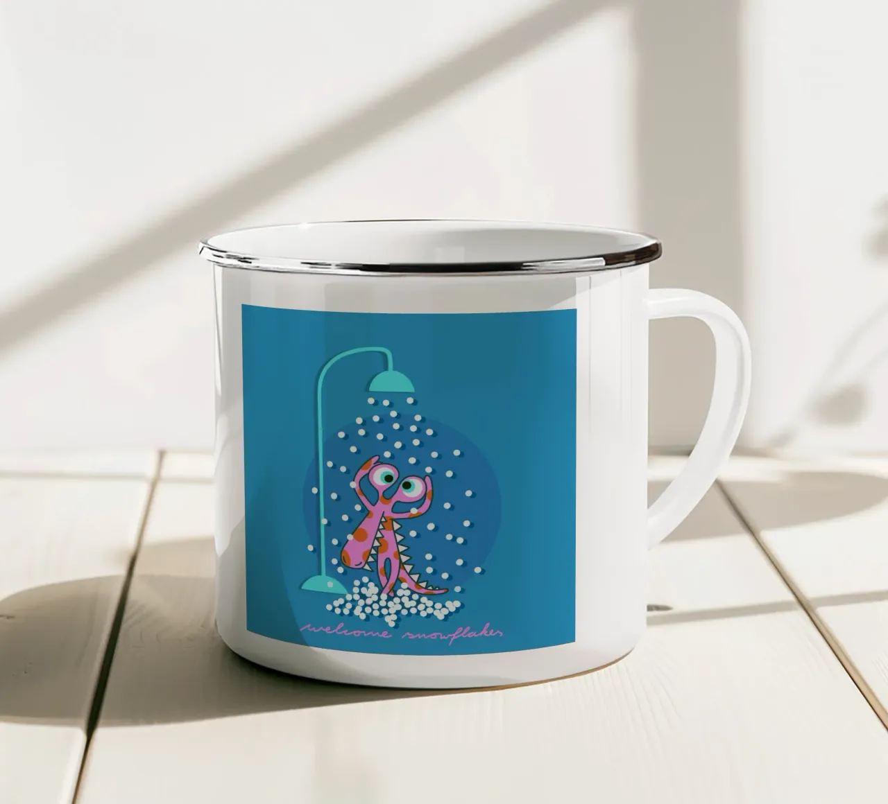 welcome snowflakes tazza in smalto da fummelhummel