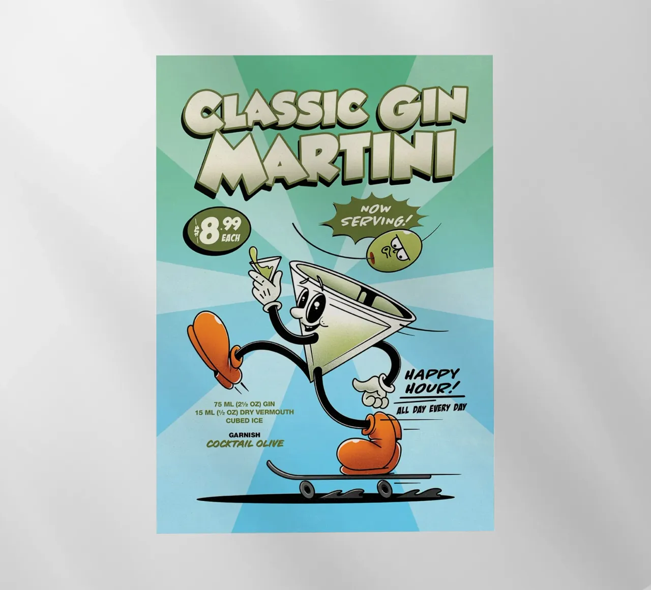 Cocktail classico Gin Martini Groovy pellicola backlit da Michael Glock
