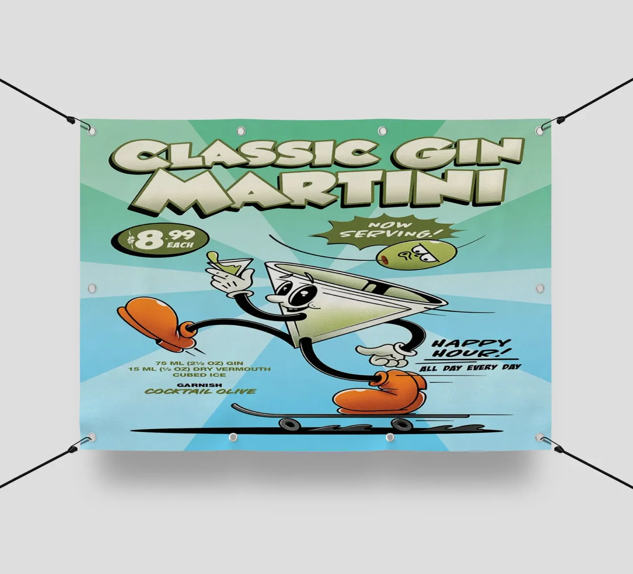 Cocktail classico Gin Martini Groovy telo in pvc da Michael Glock