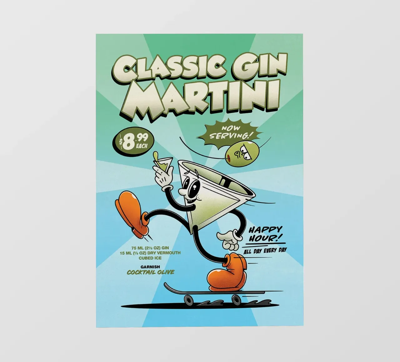 Cocktail classico Gin Martini Groovy telo in pvc da Michael Glock