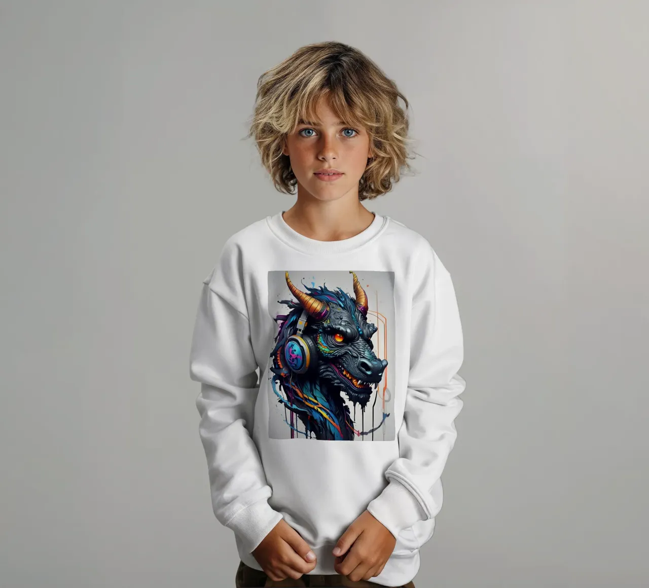 Drago nero in cuffia felpa bambino da MakArena