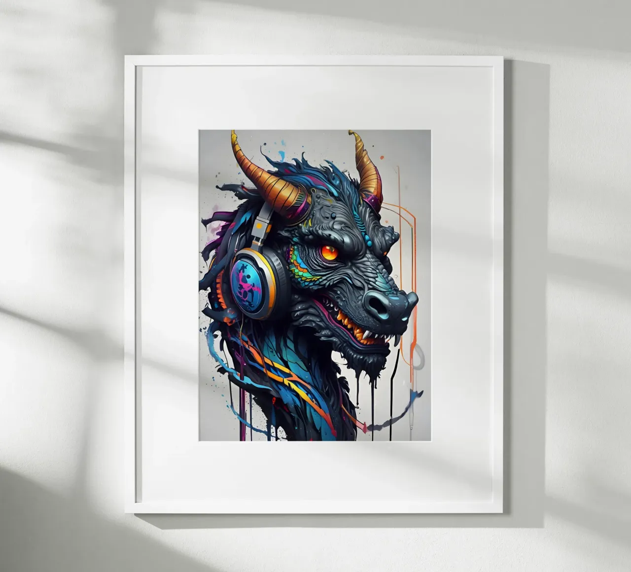Drago nero in cuffia carta hahnemühle da MakArena
