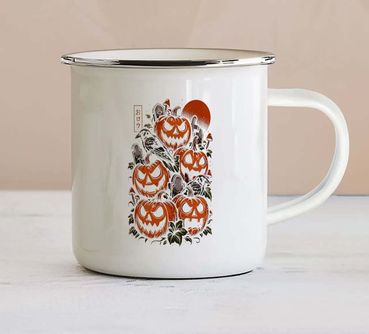 La notte della zucca tazza in smalto da LM2KONE