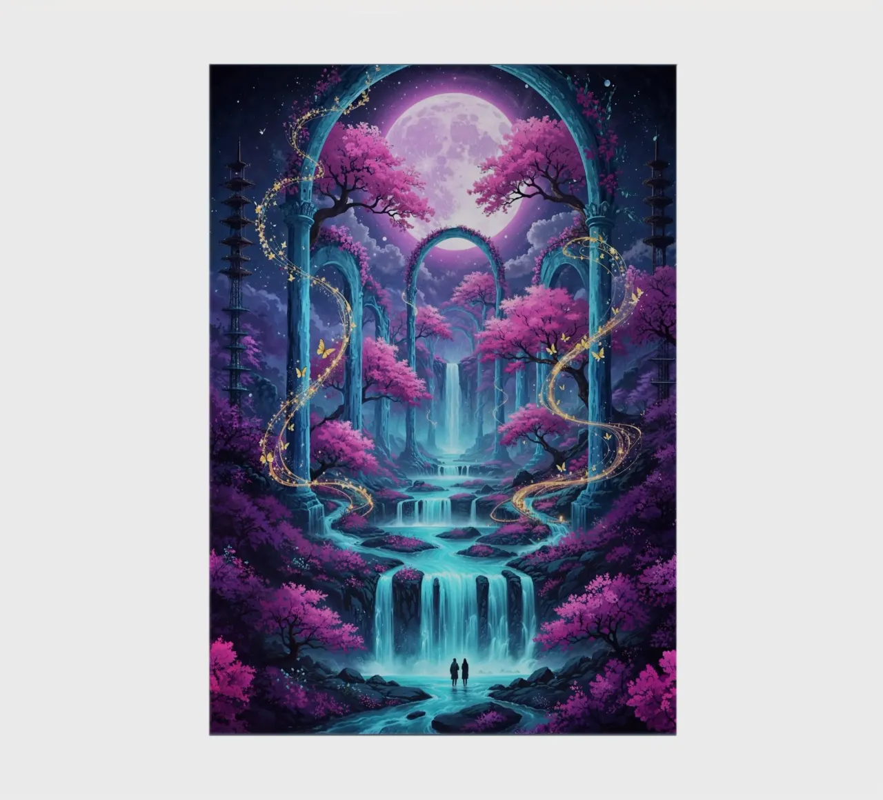 Cascade enchantée au clair de lune carnet de notes de LM2KONE