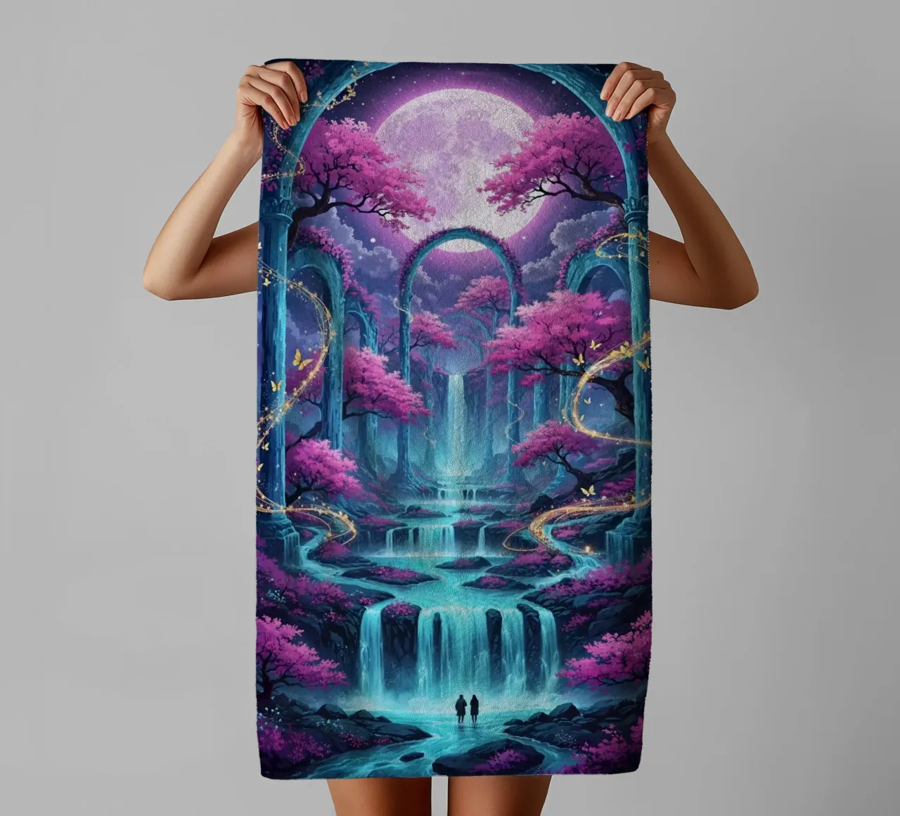Cascade enchantée au clair de lune serviette de bain de LM2KONE