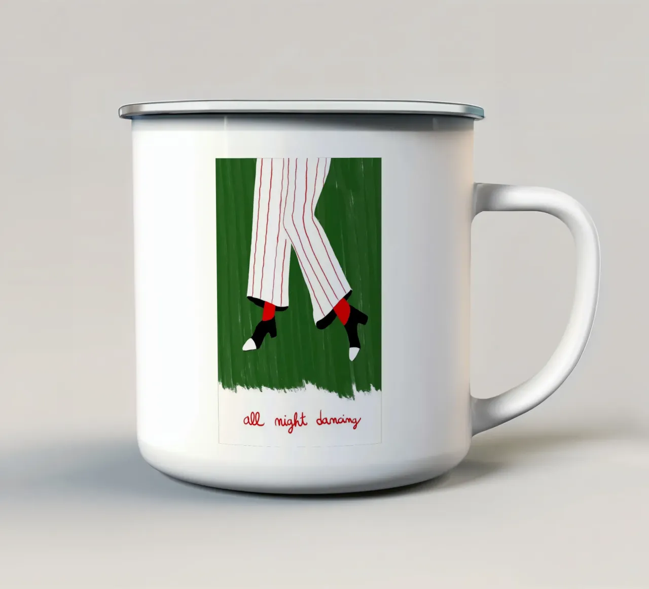 Illustrazione per ballare tutta la notte tazza in smalto da Tory