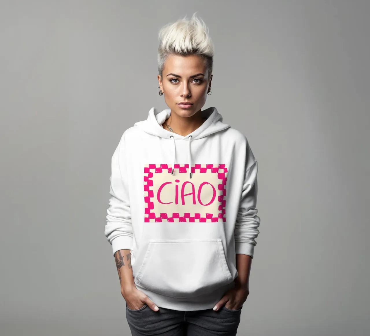 Telaio a scacchi Ciao Pink felpa con cappuccio da Tory