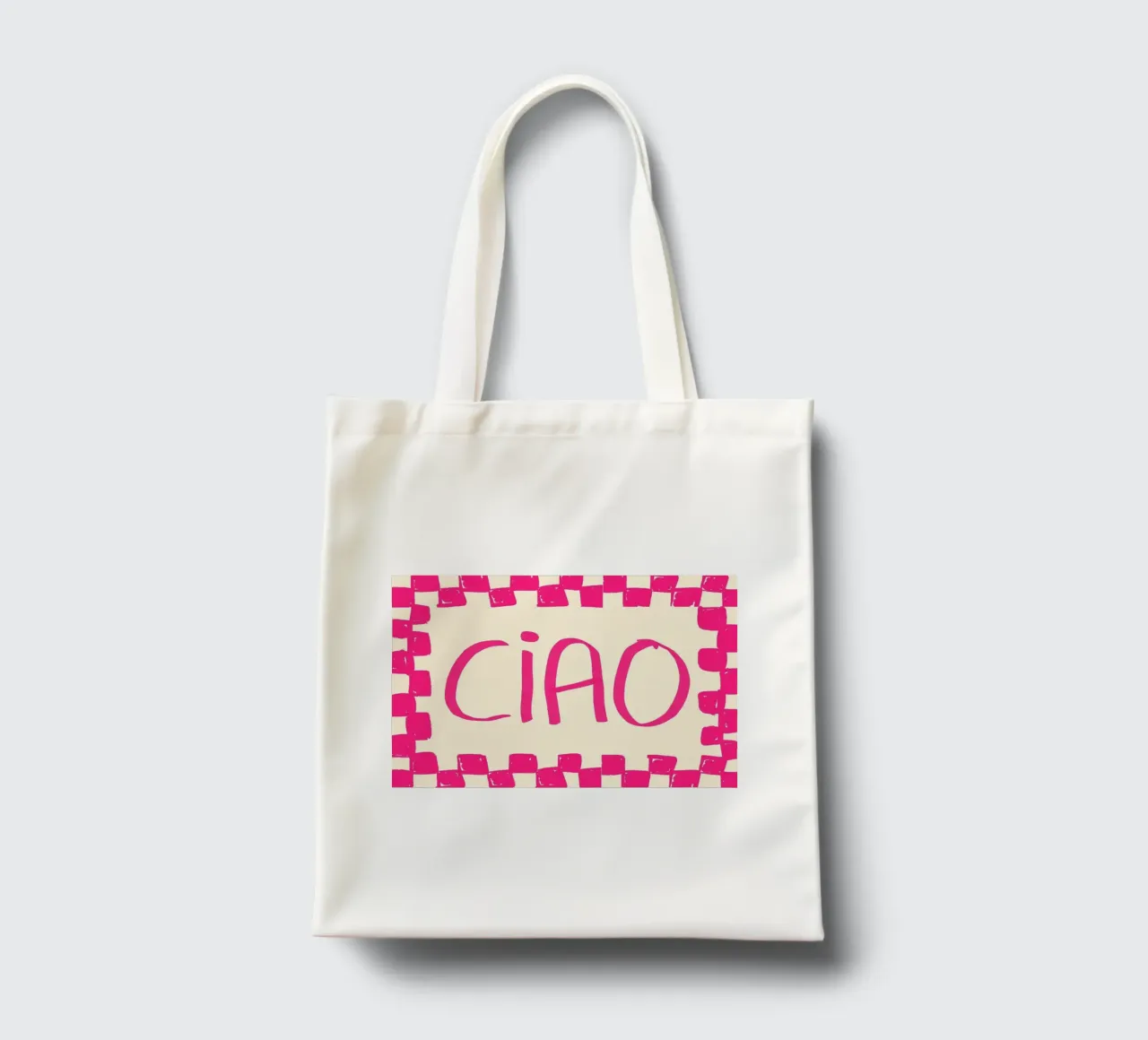 Telaio a scacchi Ciao Pink borsa in juta da Tory