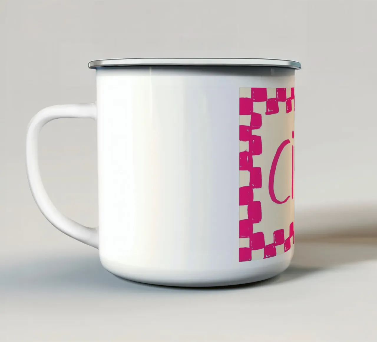 Telaio a scacchi Ciao Pink tazza in smalto da Tory