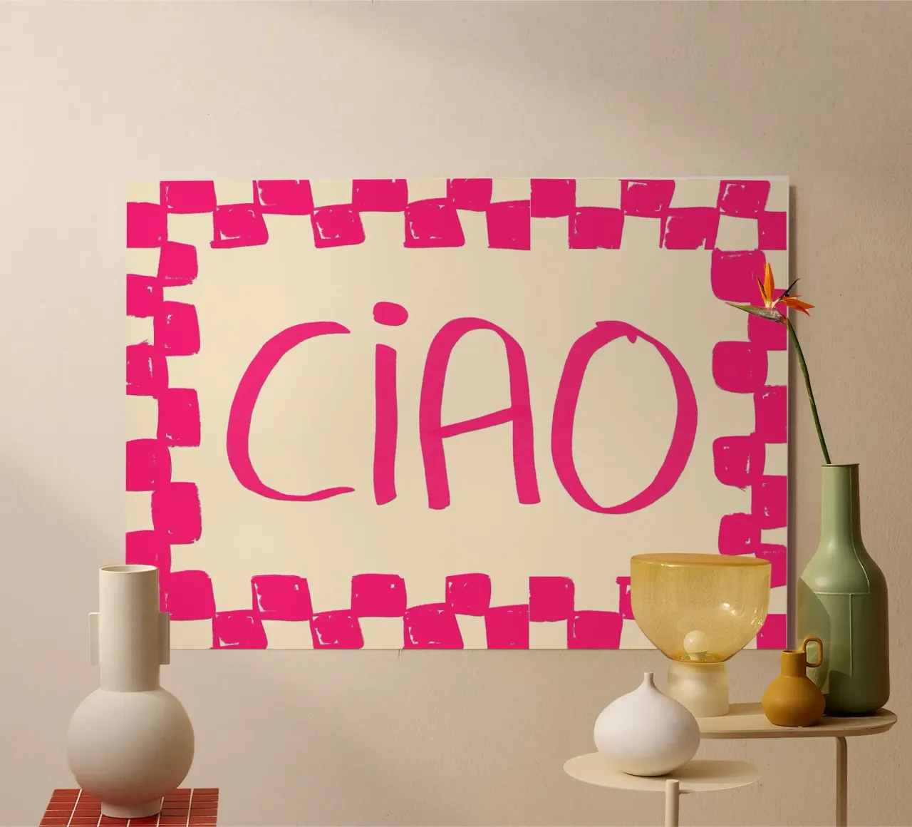 Telaio a scacchi Ciao Pink alluminio dibond da Tory