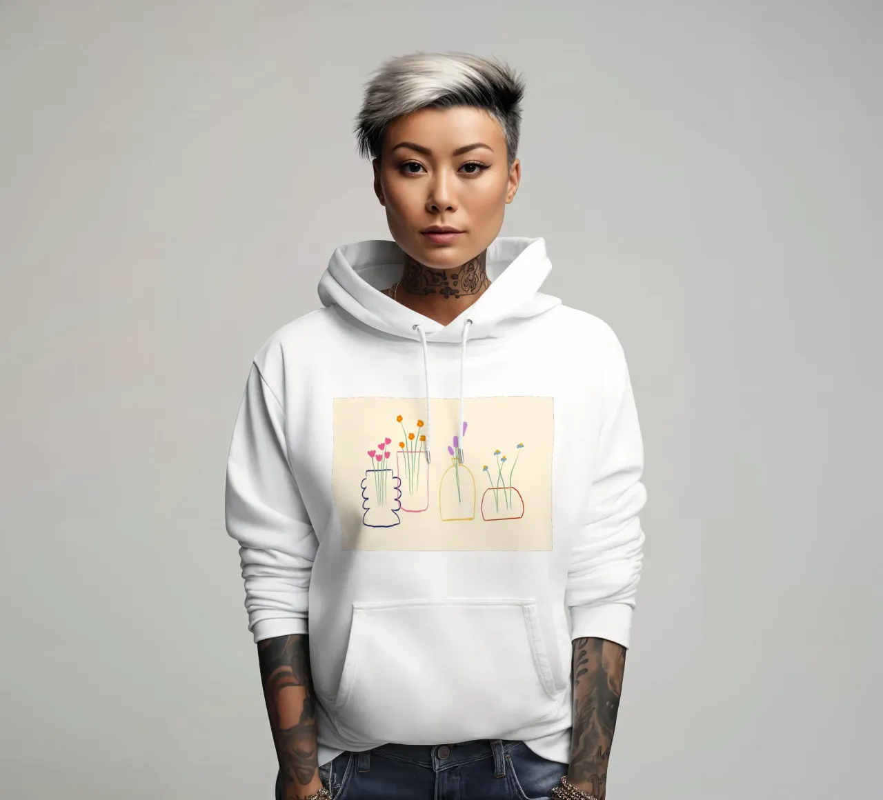 Ilustración de flores de colores en jarrones sudadera con capucha de Tory