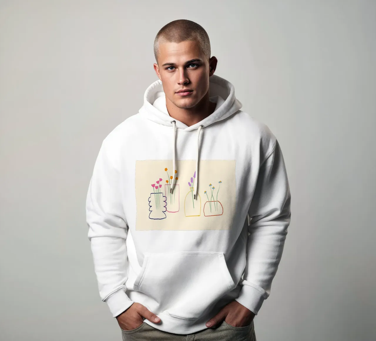 Ilustración de flores de colores en jarrones sudadera con capucha de Tory
