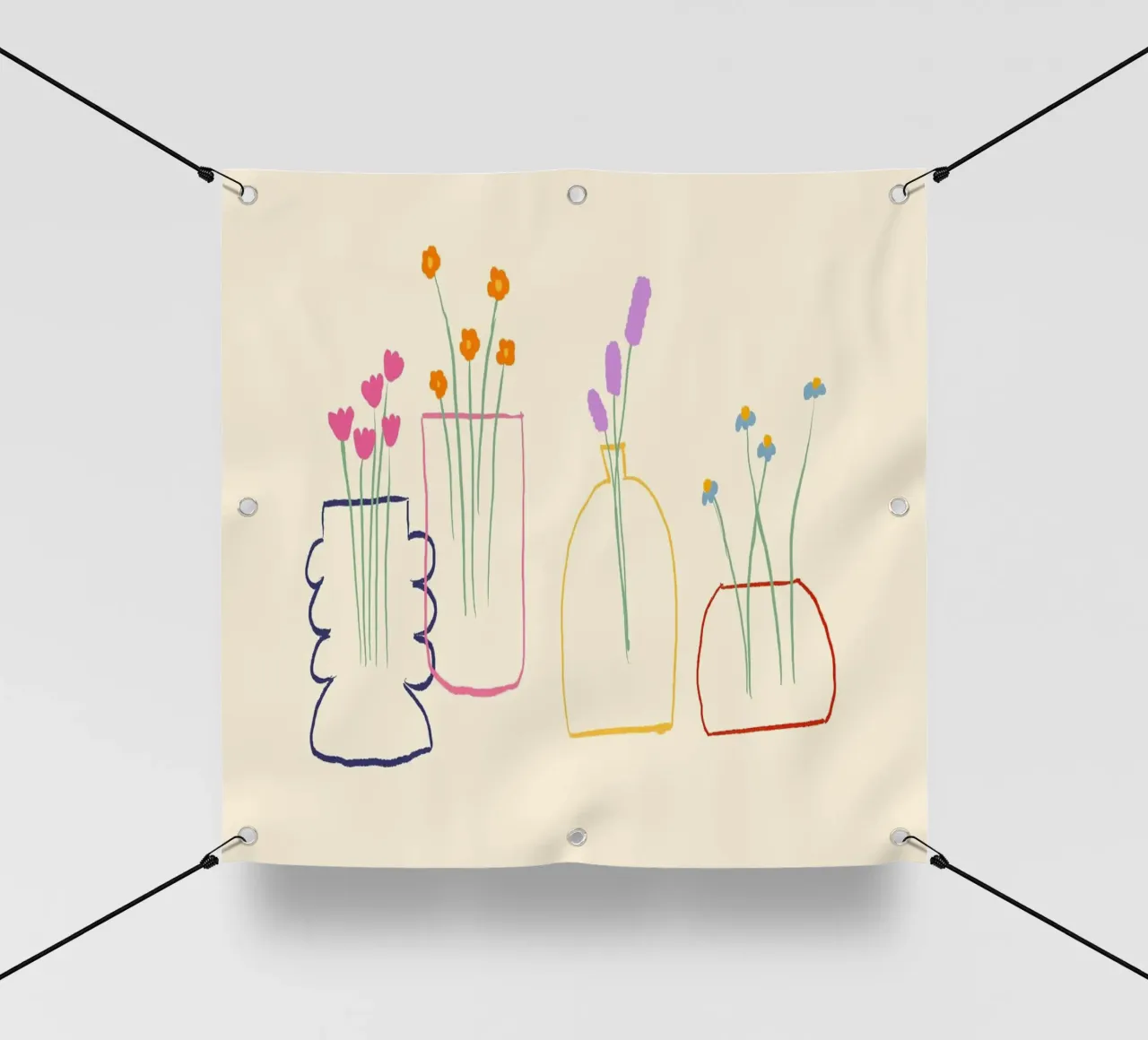 Fiori colorati in vasi illustrazione telo in pvc da Tory