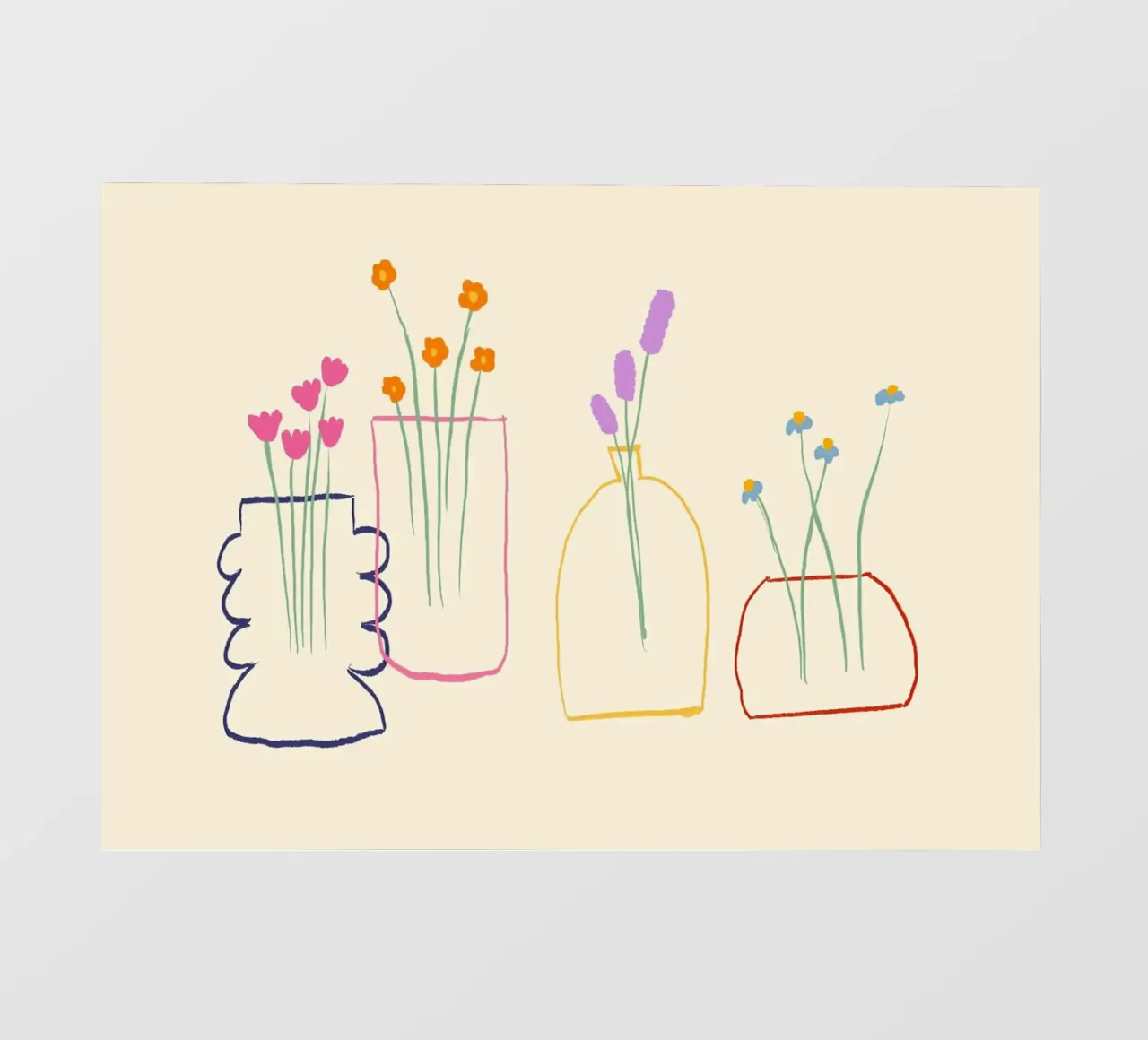 Fiori colorati in vasi illustrazione telo in pvc da Tory
