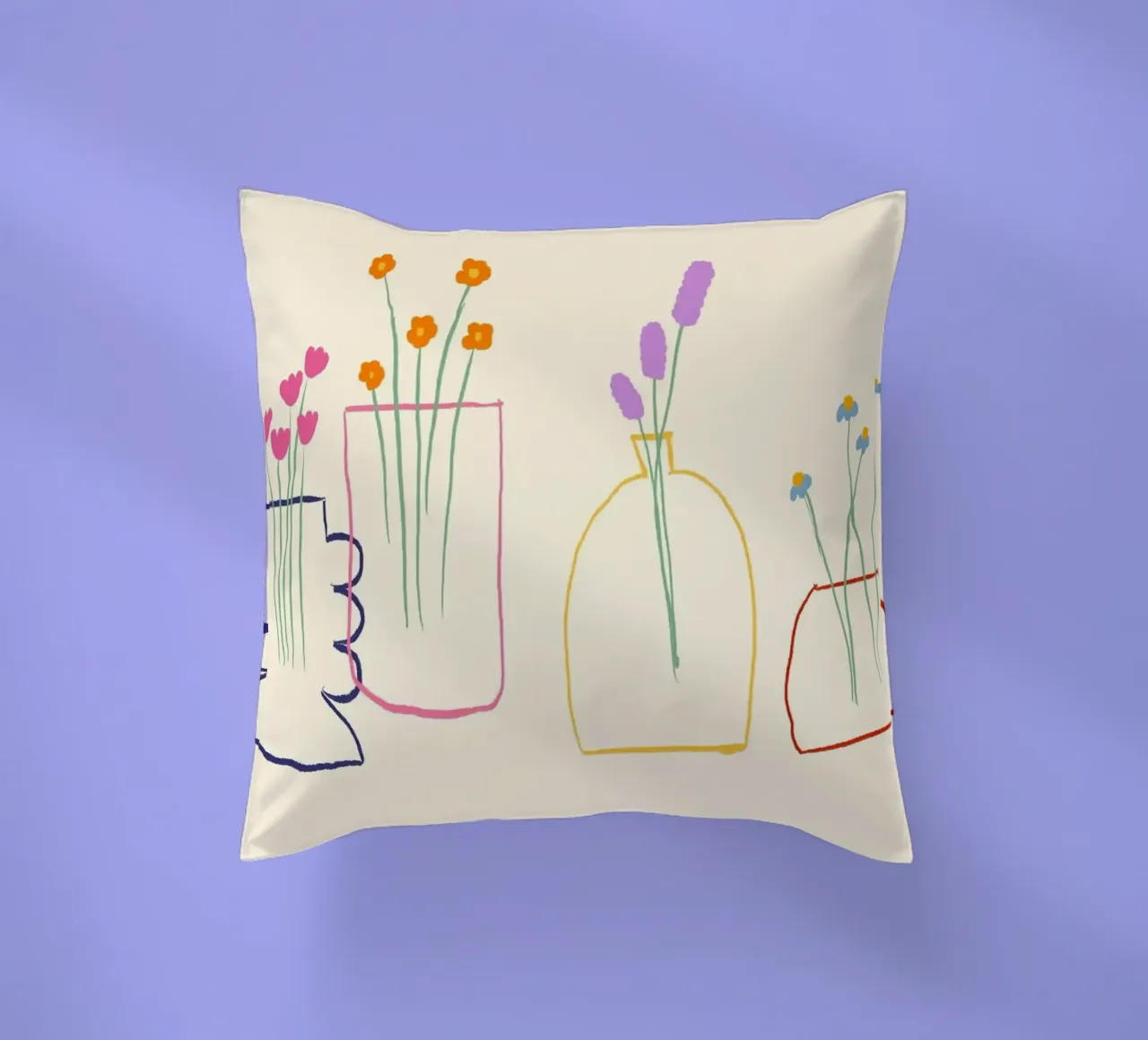 Fiori colorati in vasi illustrazione cuscino da Tory