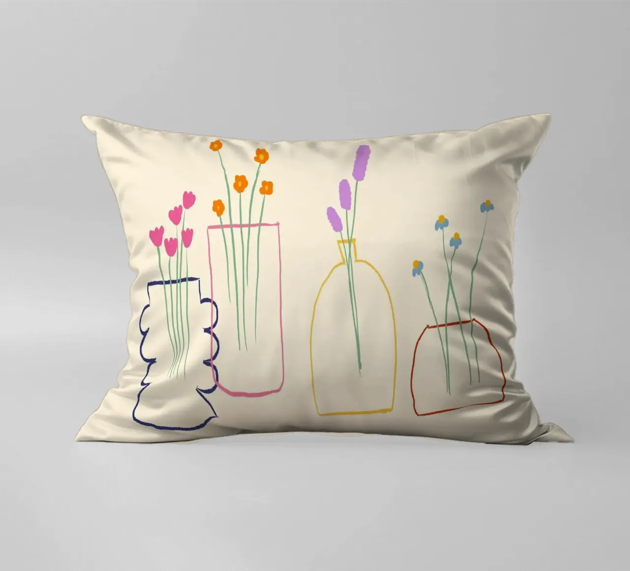 Fiori colorati in vasi illustrazione cuscino da Tory