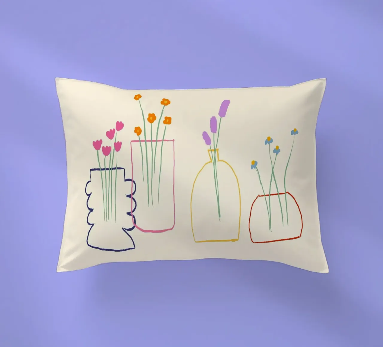 Fiori colorati in vasi illustrazione cuscino da Tory