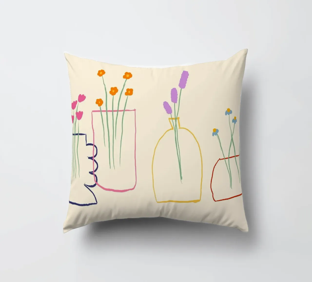 Fiori colorati in vasi illustrazione cuscino da Tory
