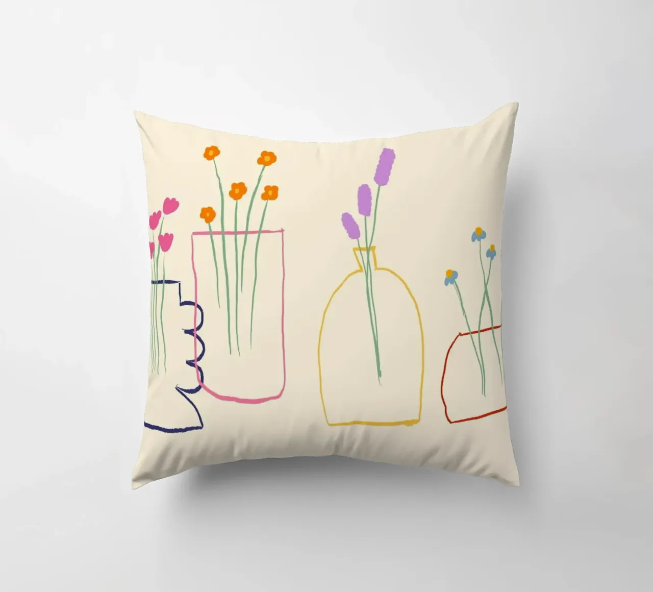 Fiori colorati in vasi illustrazione cuscino da Tory