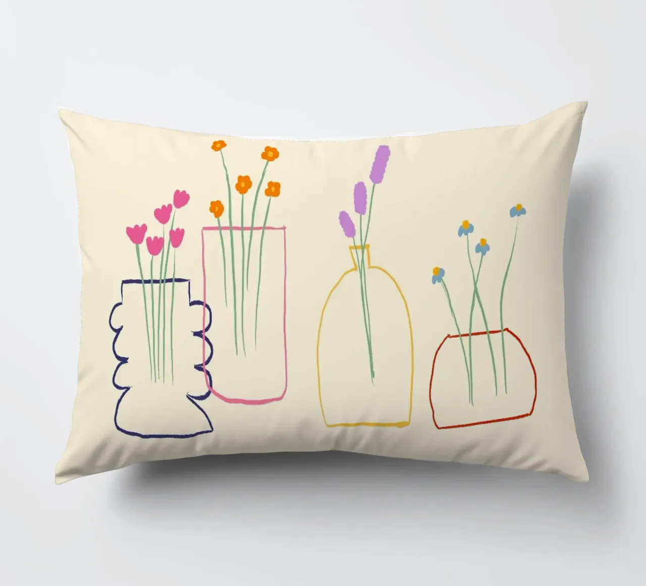 Fiori colorati in vasi illustrazione cuscino da Tory