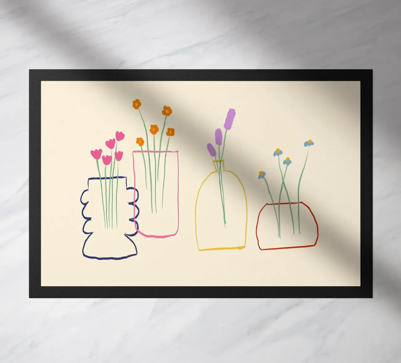 Fiori colorati in vasi illustrazione zerbino da Tory