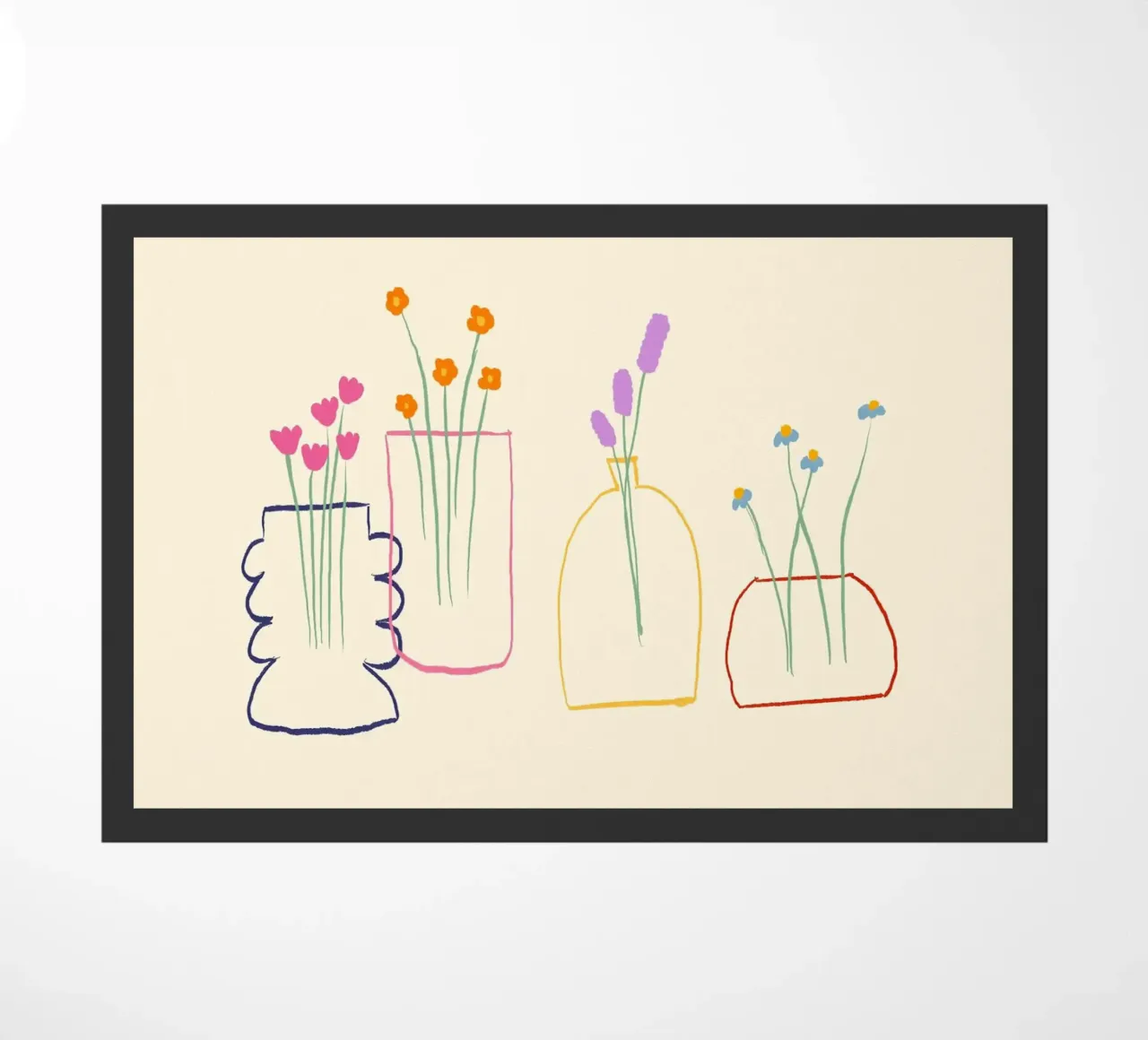Fiori colorati in vasi illustrazione zerbino da Tory