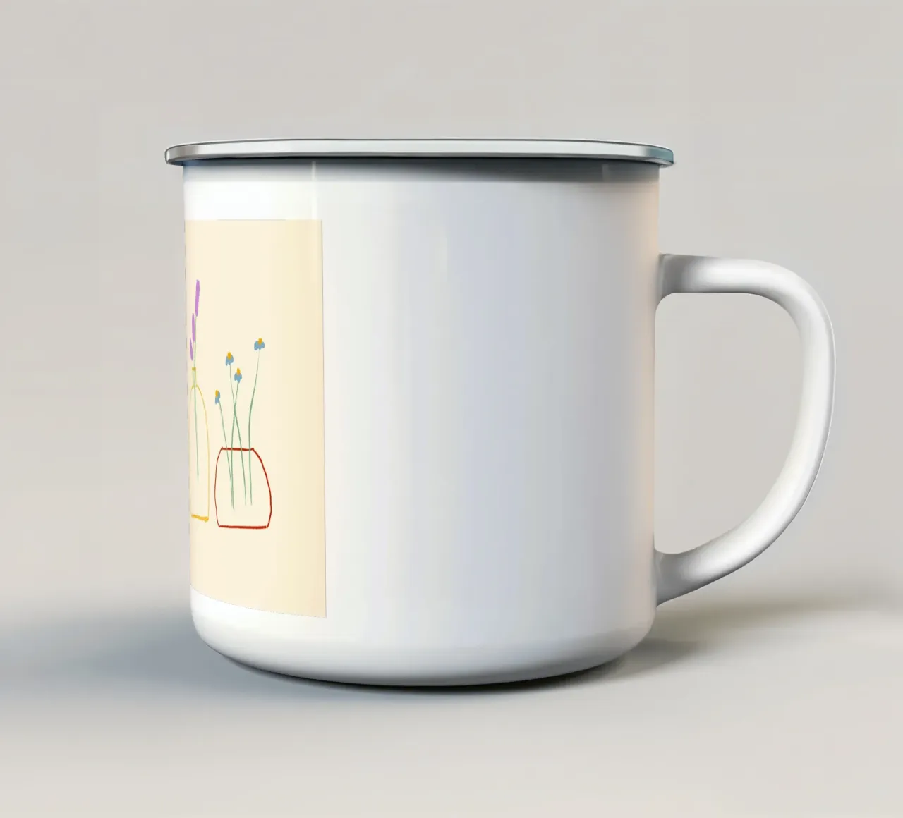 Fiori colorati in vasi illustrazione tazza in smalto da Tory