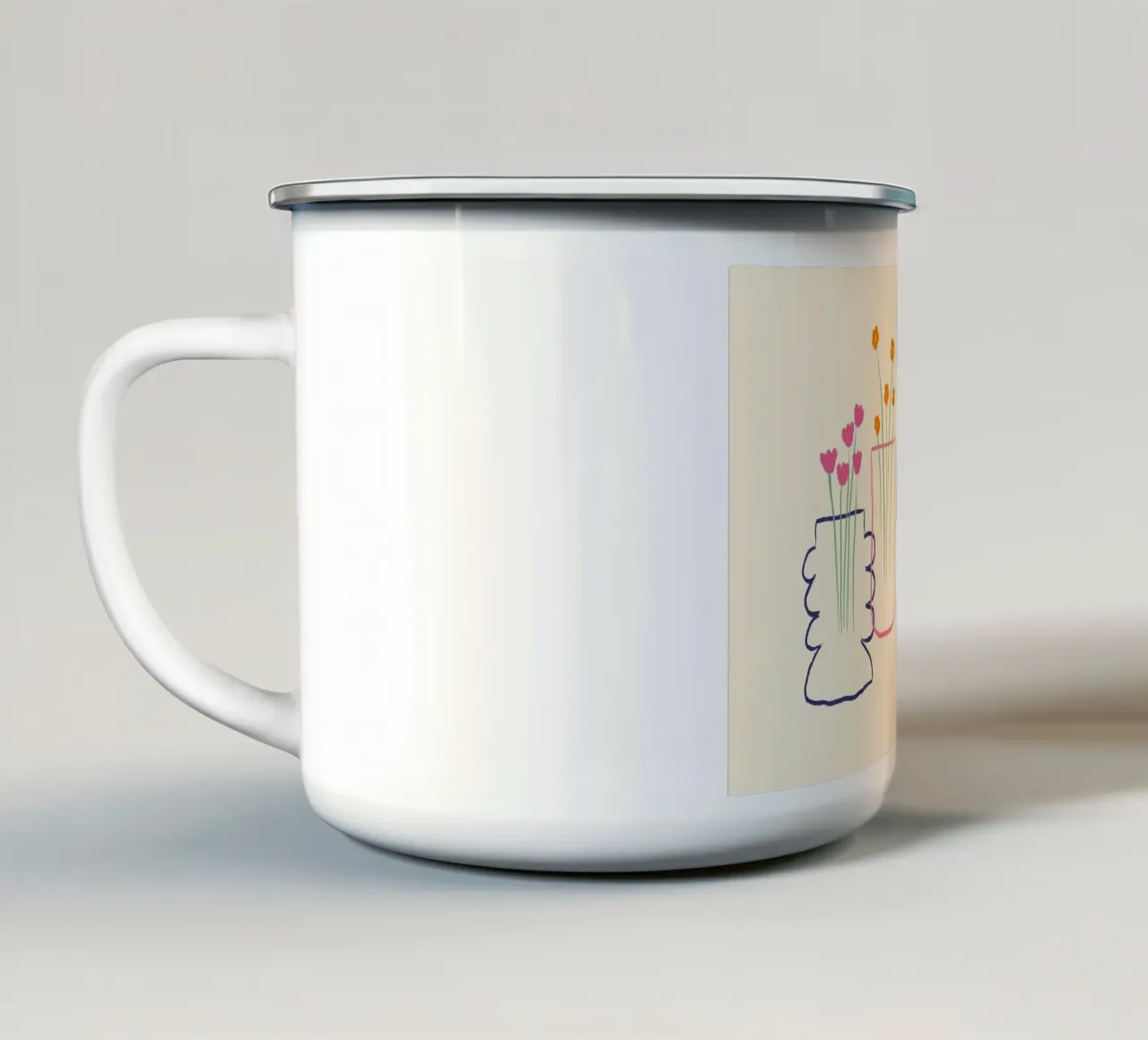 Fiori colorati in vasi illustrazione tazza in smalto da Tory