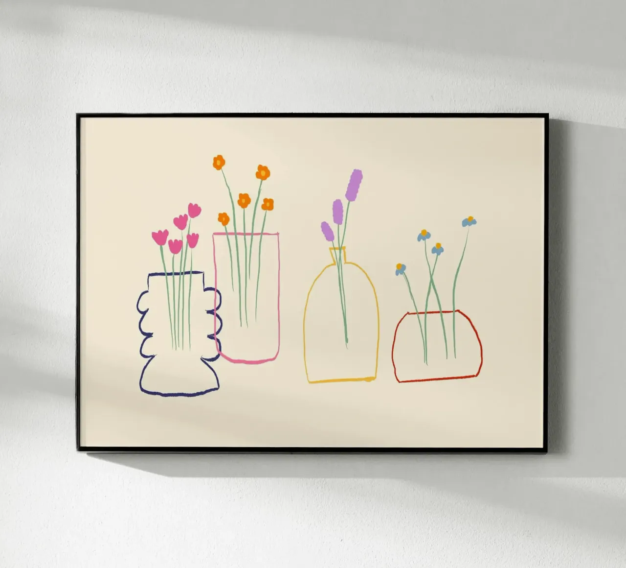 Fiori colorati in vasi illustrazione plexiglass da Tory