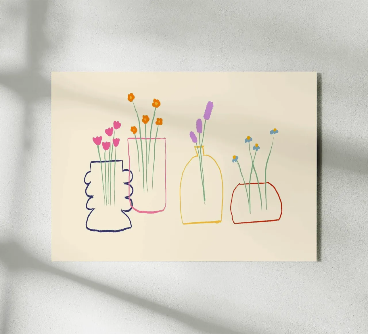 Fiori colorati in vasi illustrazione plexiglass da Tory