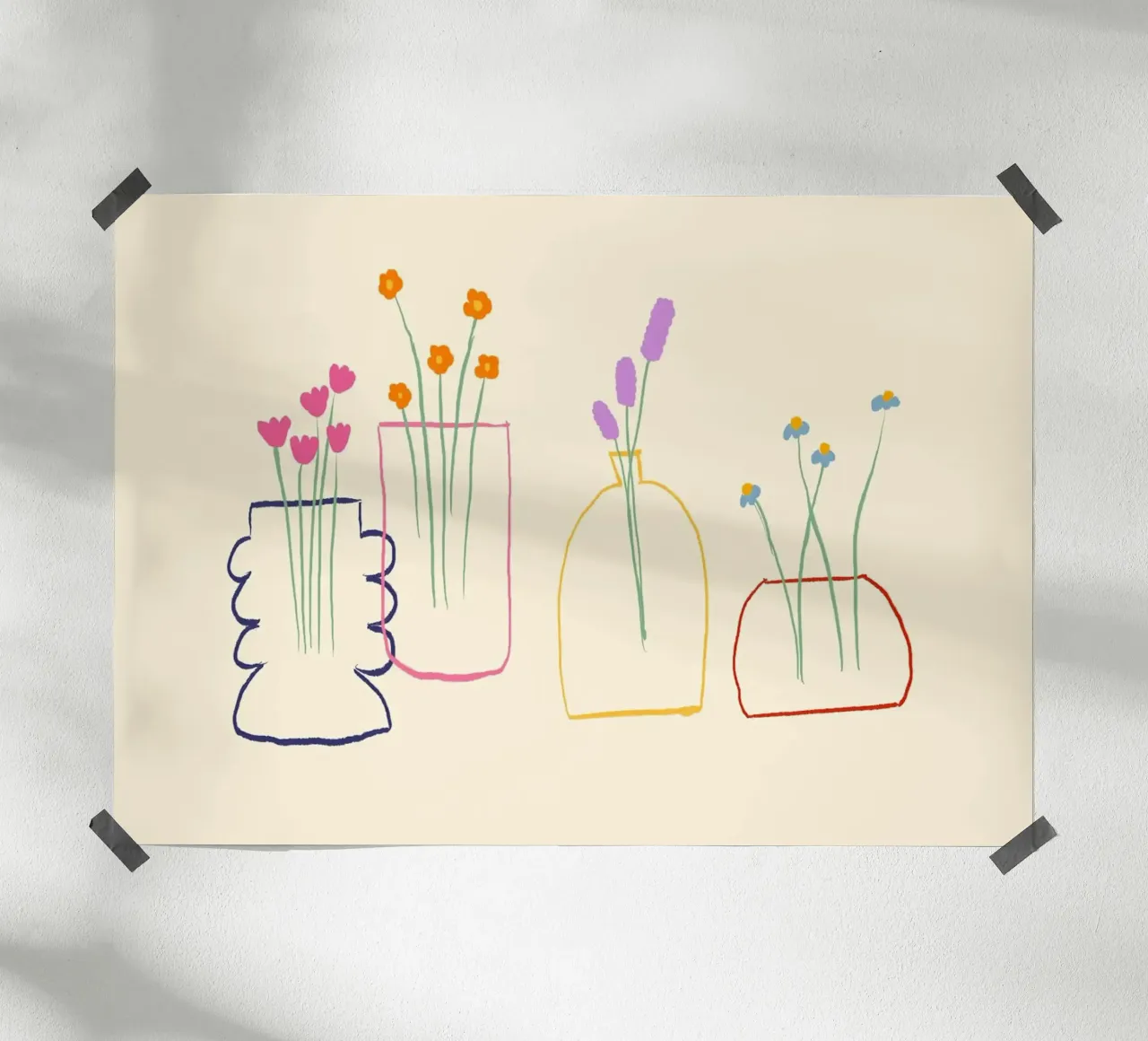 Fiori colorati in vasi illustrazione carta hahnemühle da Tory