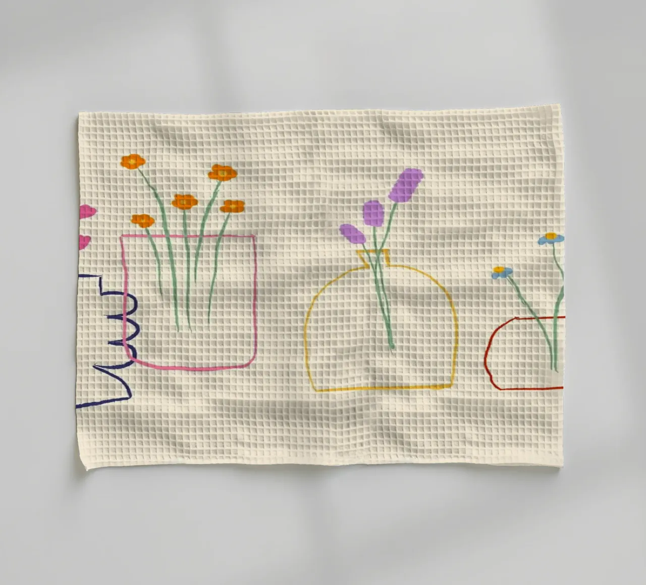 Fiori colorati in vasi illustrazione canovaccio da cucina da Tory