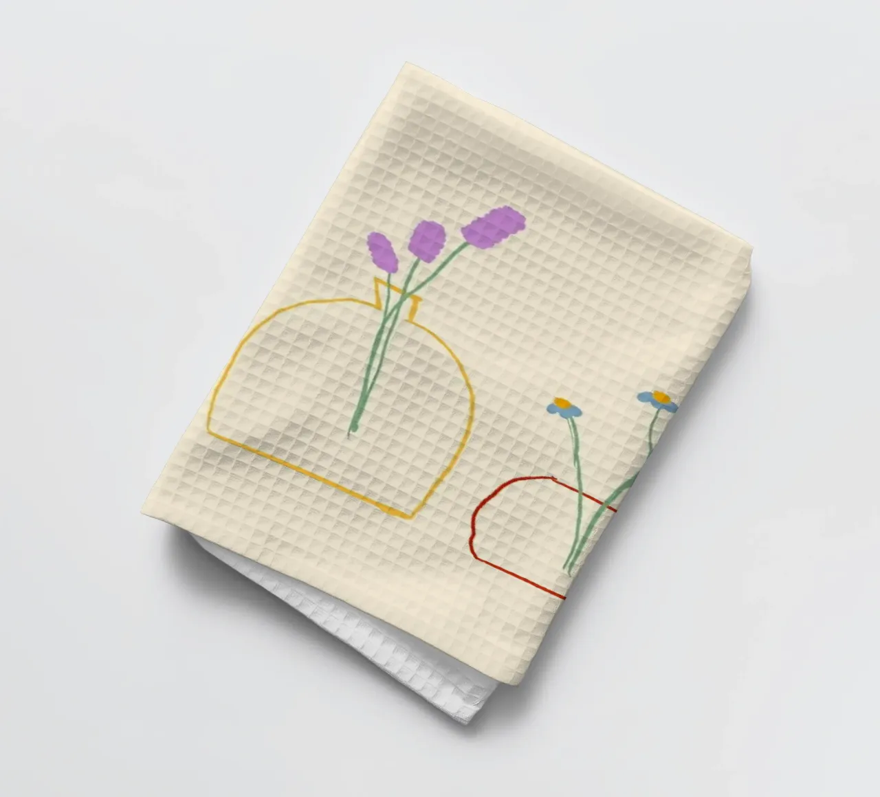 Fiori colorati in vasi illustrazione canovaccio da cucina da Tory