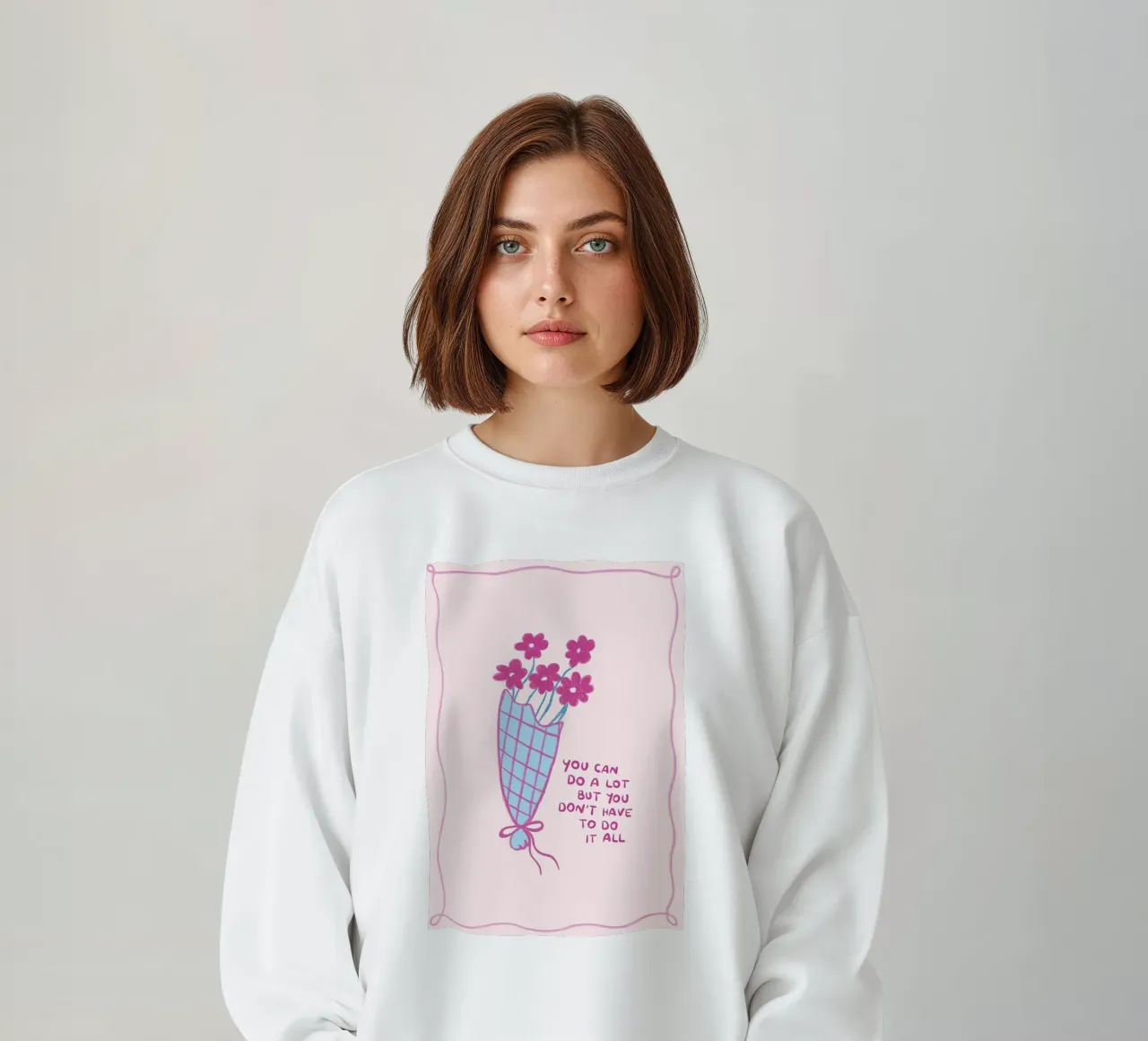 Bouquet floreale con citazione d'ispirazione felpa da Tory