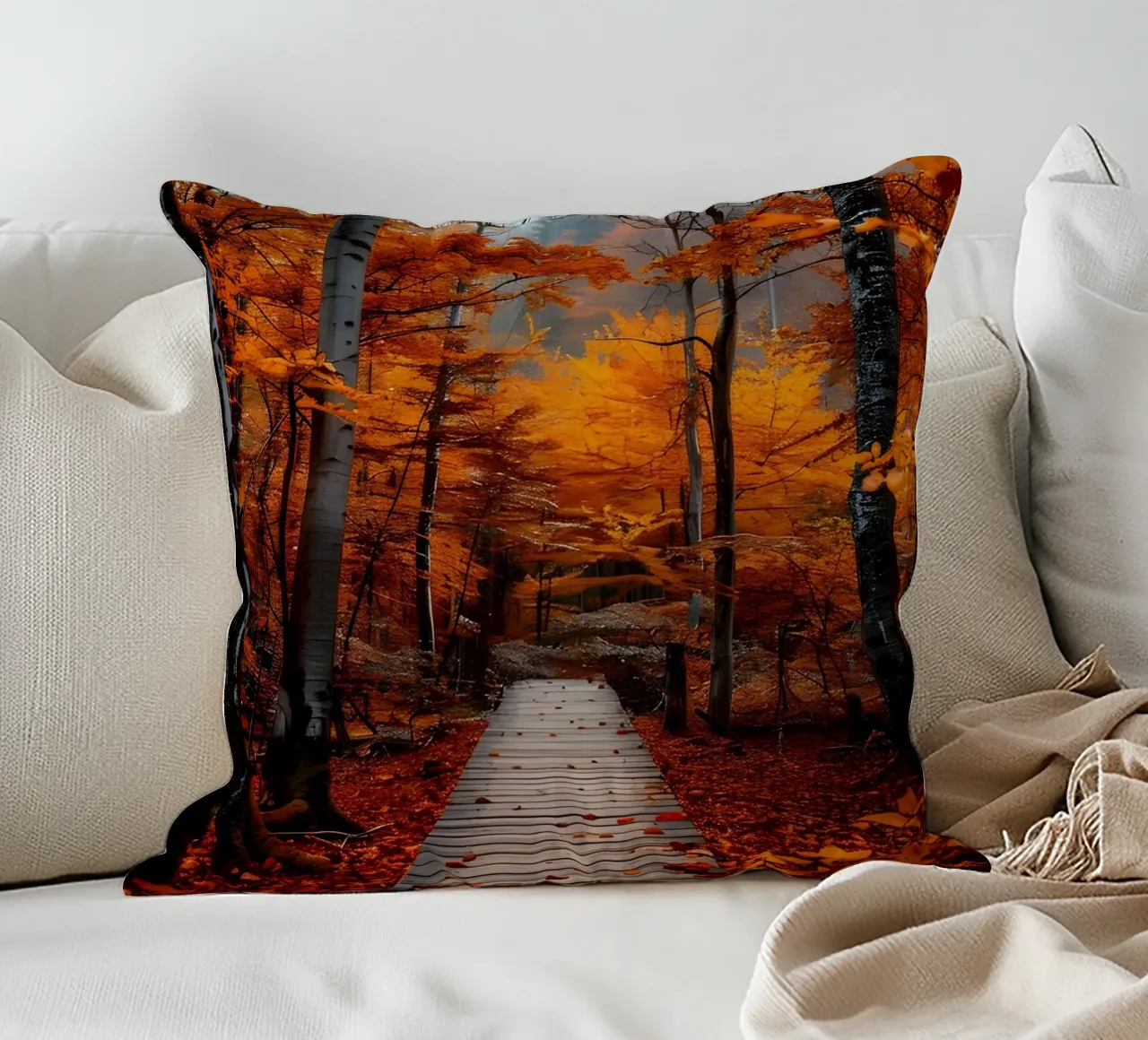 Passerella verso l'autunno cuscino da Pixel Boy