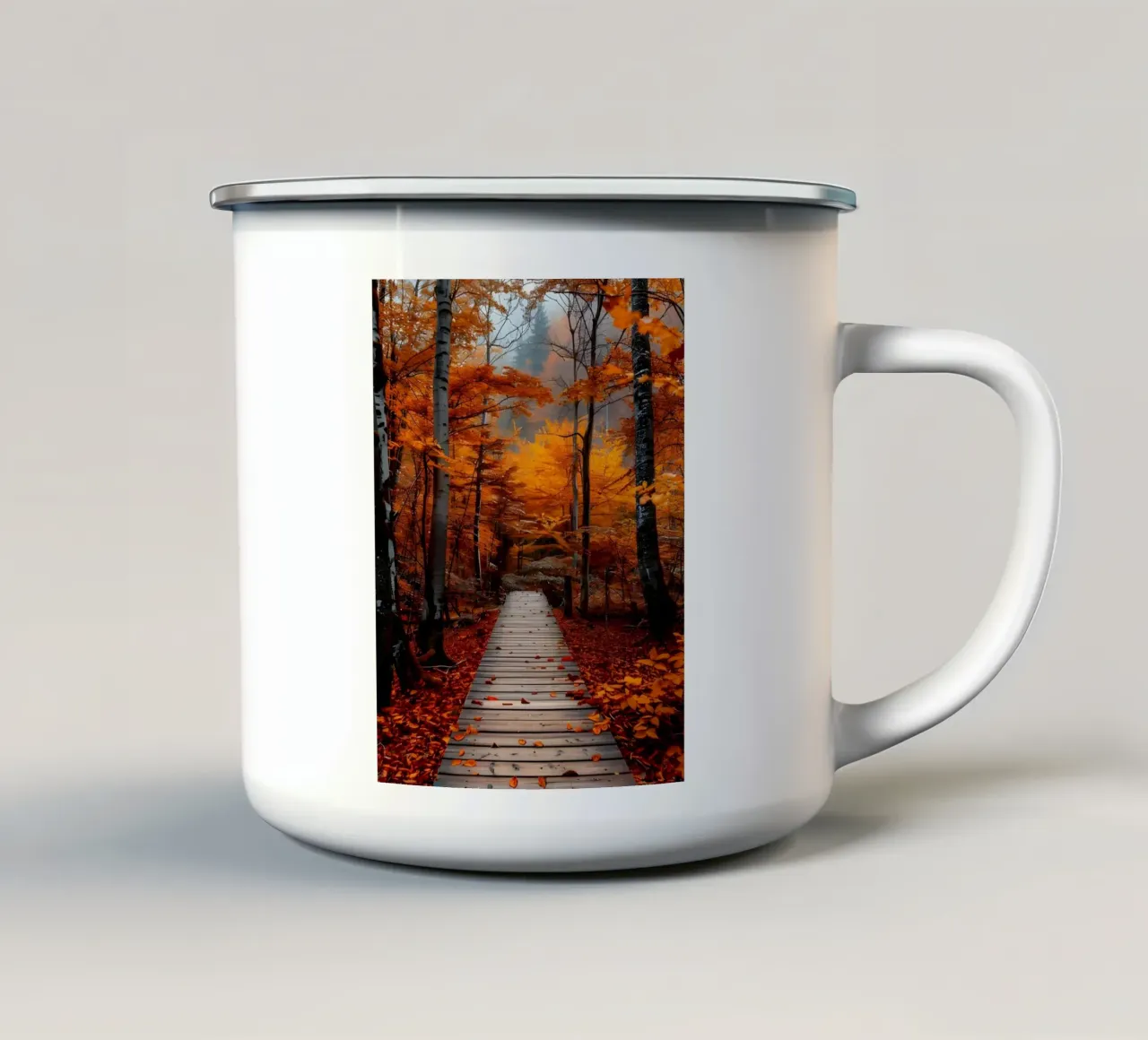 Passerella verso l'autunno tazza in smalto da Pixel Boy
