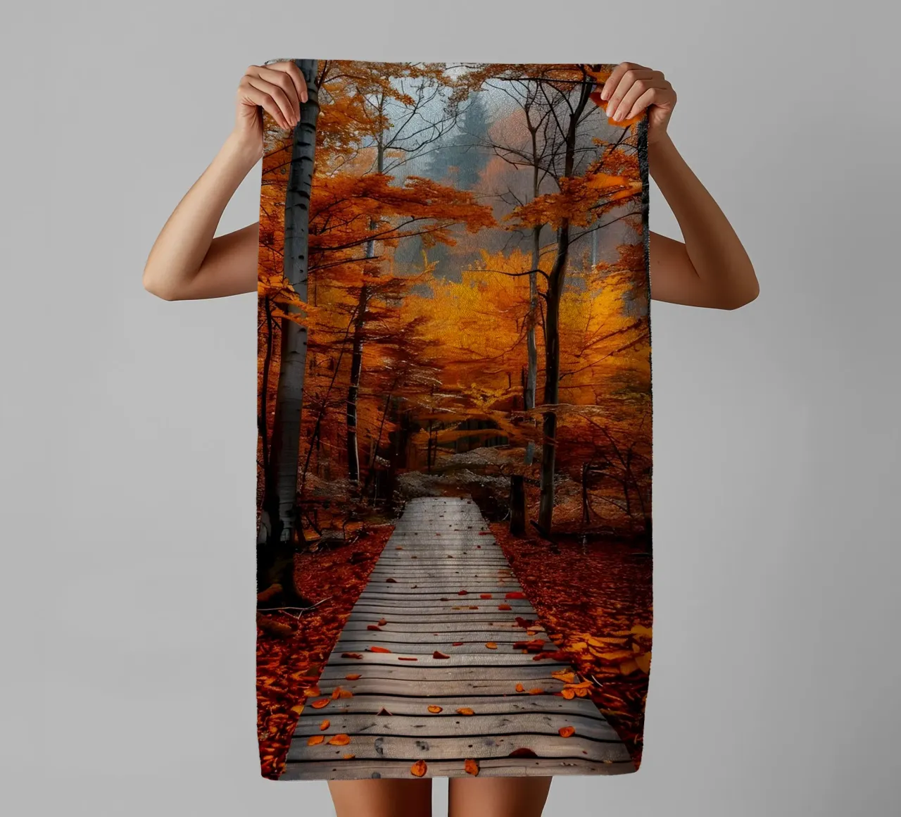 Passerella verso l'autunno asciugamano da bagno da Pixel Boy