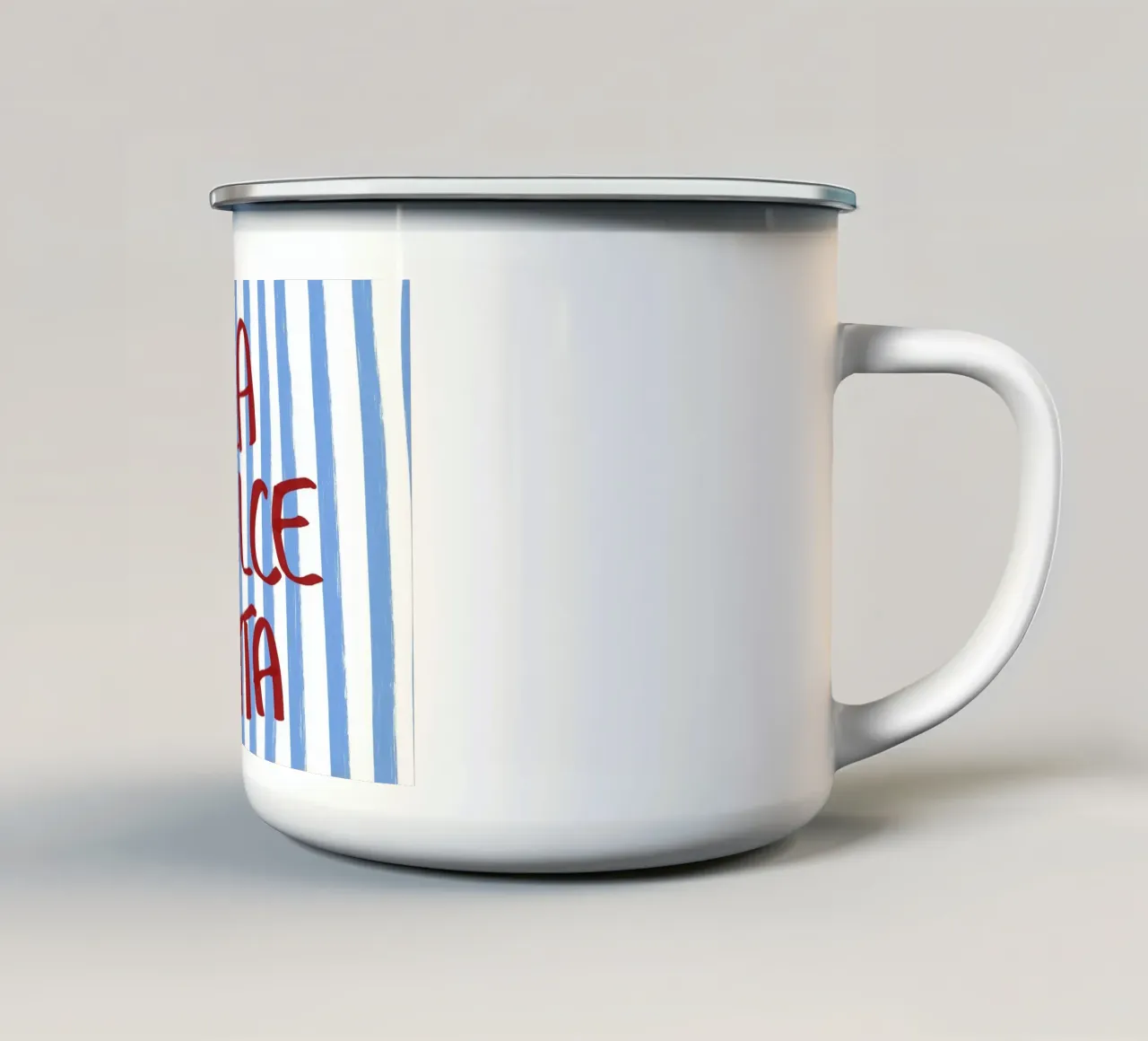 La Dolce Vita Red Text Art tazza in smalto da Tory
