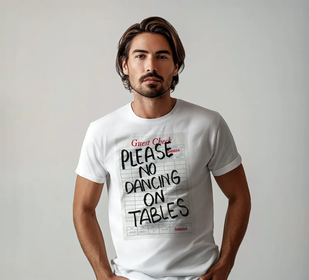 No Dancing on Tables Guest Check t-shirt by Tory