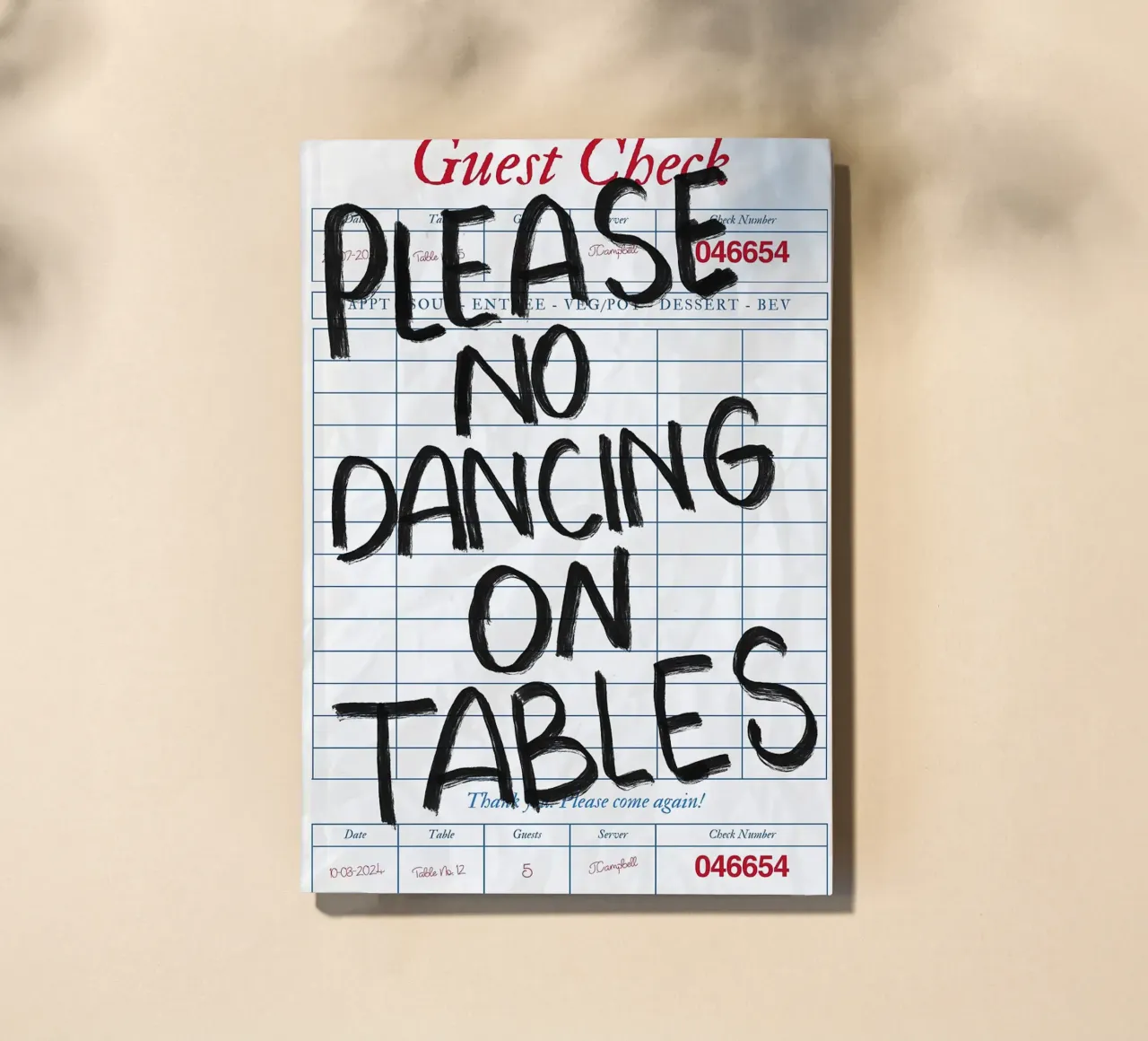 No Dancing on Tables Guest Check notebook by Tory
