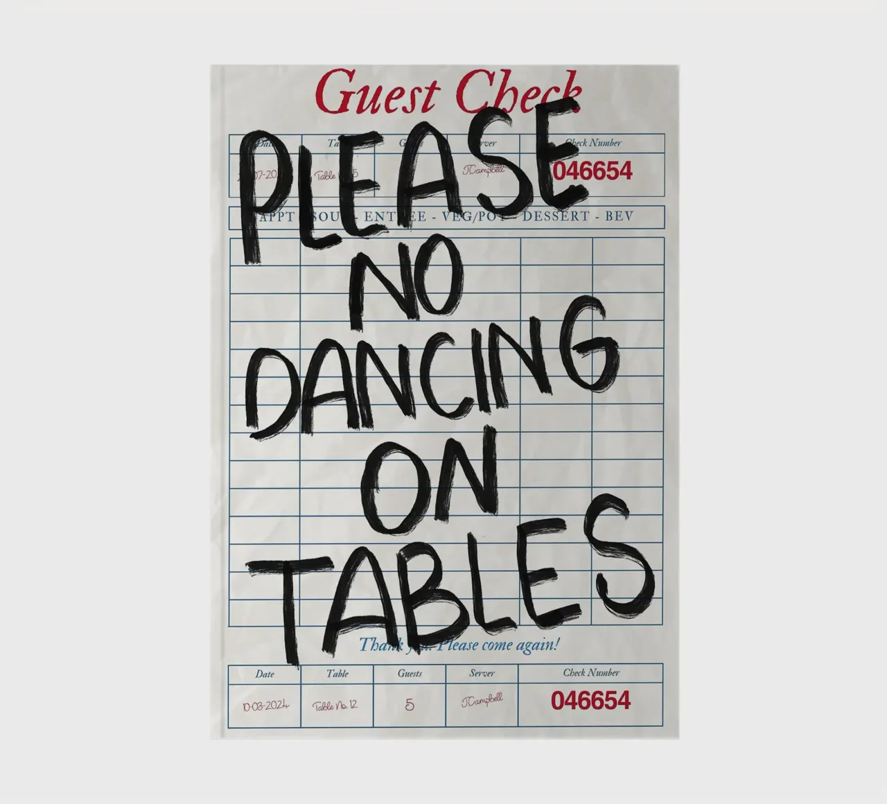 No Dancing on Tables Guest Check notebook by Tory