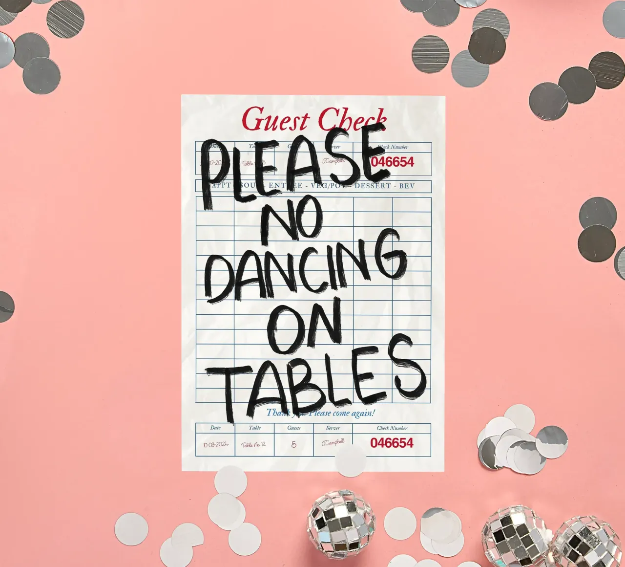 No Dancing on Tables Guest Check sticker by Tory