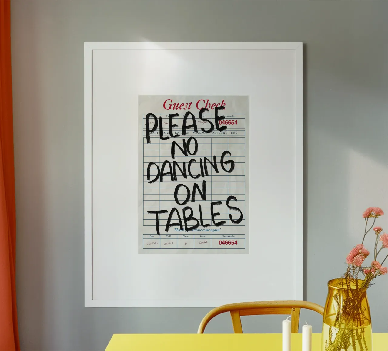 No Dancing on Tables Guest Check hahnemühle by Tory
